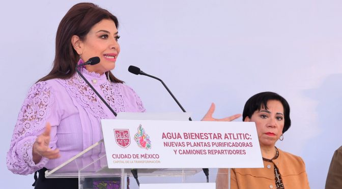 Ciudad de México – Pone en marcha Clara Brugada seis nuevas plantas del Programa “Agua Bienestar”; producción semanal llega d 72 mil garrafones. (jefatura de gobierno)