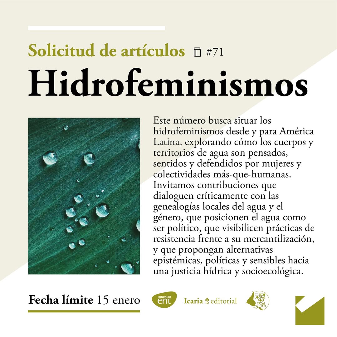 Solicitud de artículos: Hidrofeminismos (Revista Ecología Política)