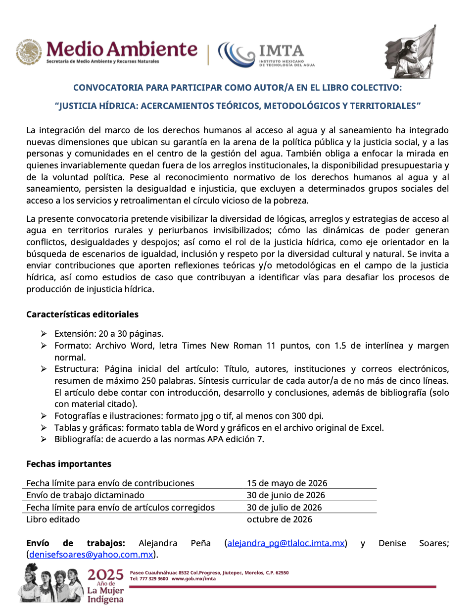 Autor/a en libro colectivo – Justicia hídrica: Acercamientos teóricos, metodológicos y territoriales (IMTA y SEMARNAT)