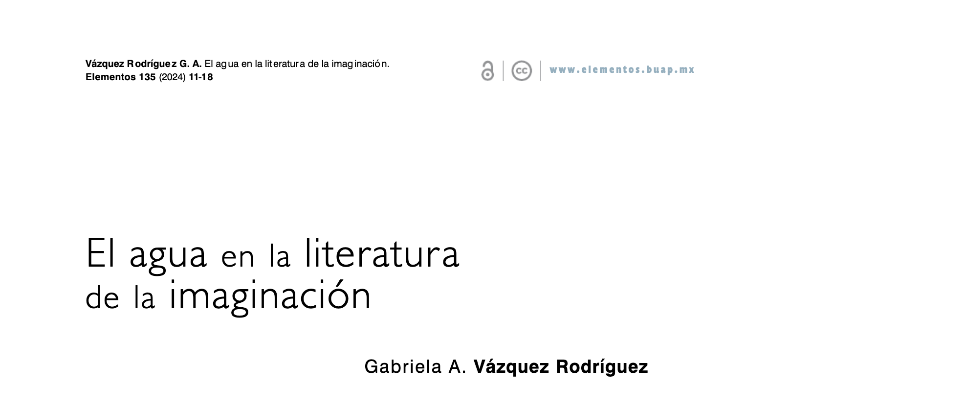El agua en la literatura de la imaginación (Elementos buap)