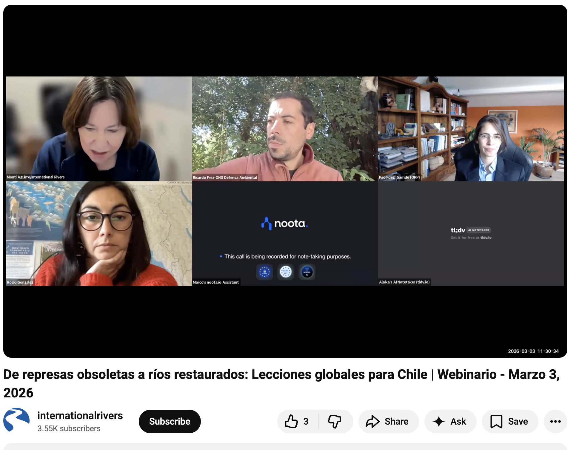 Video-From Obsolete Dams to Restored Rivers: Global Lessons for Chile (International Rivers)