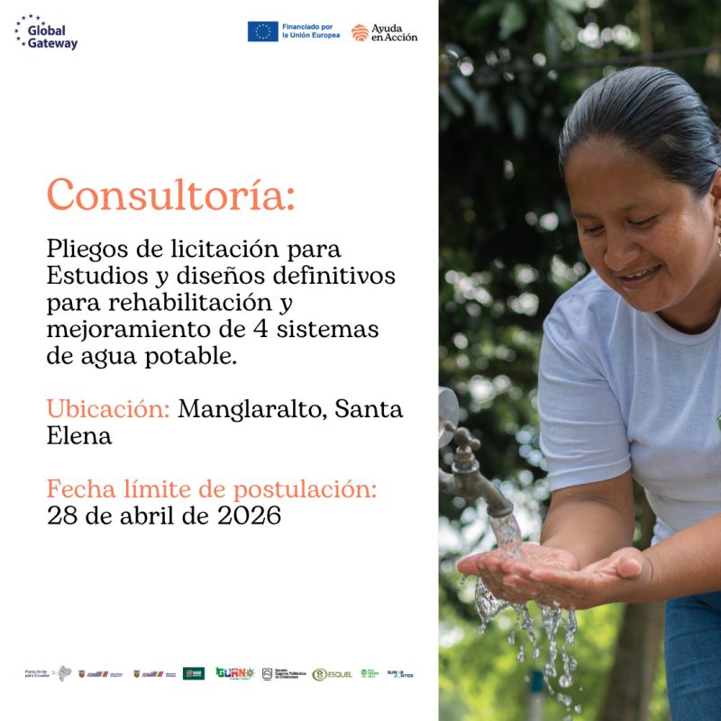 Vacante- Consultoría para estudios de factibilidad y diseños definitivos de 4 sistemas de agua en Santa Elena