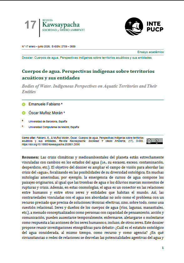 Cuerpos de agua. Perspectivas indígenas sobre territorios acuáticos y sus entidades (PUCP)