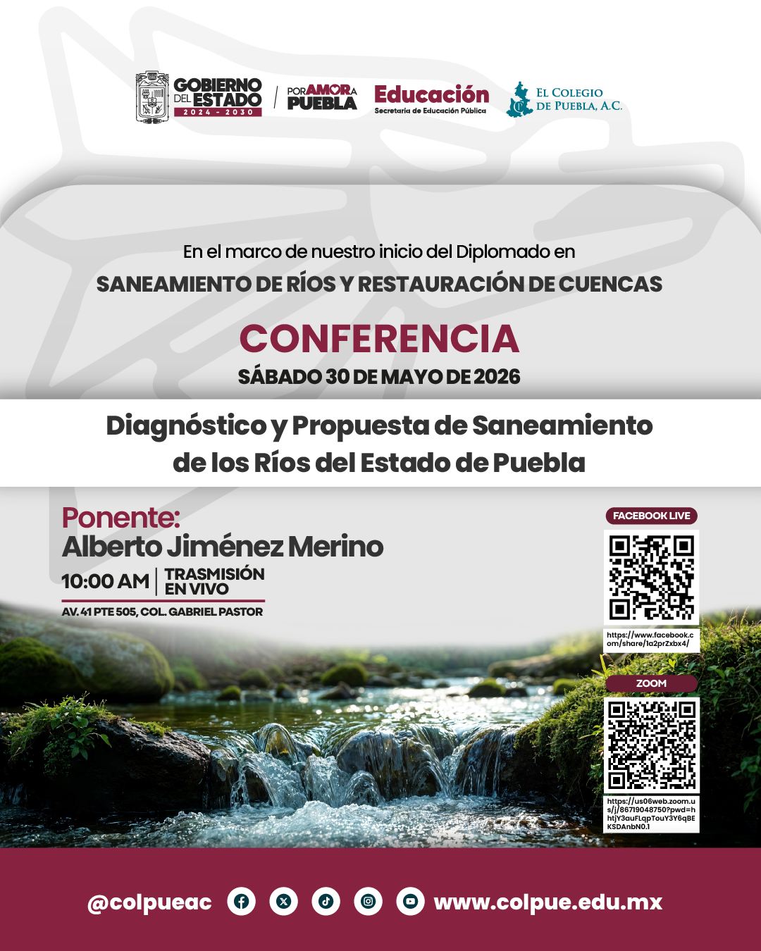 Conferencia: Diagnóstico y Propuesta de Saneamiento de los Ríos del Estado de Puebla (El Colegio de Puebla A.C.)