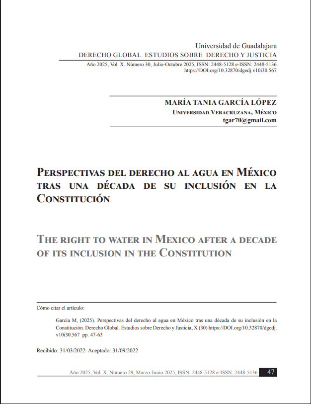 Perspectivas del derecho al agua en México tras una década de su inclusión en la Constitución (Sci Elo)