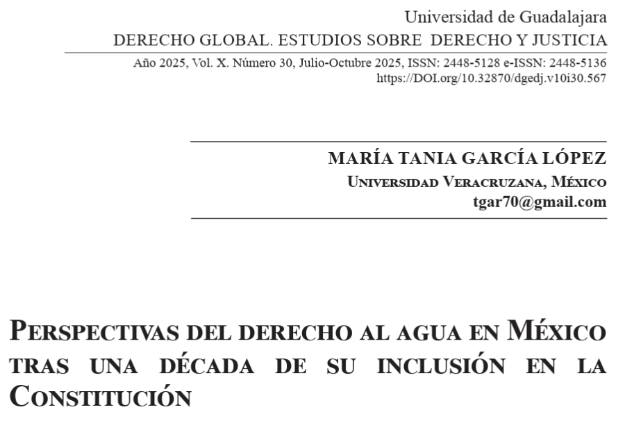 Perspectivas del derecho al agua en México tras una década de su inclusión en la Constitución (Sci Elo)