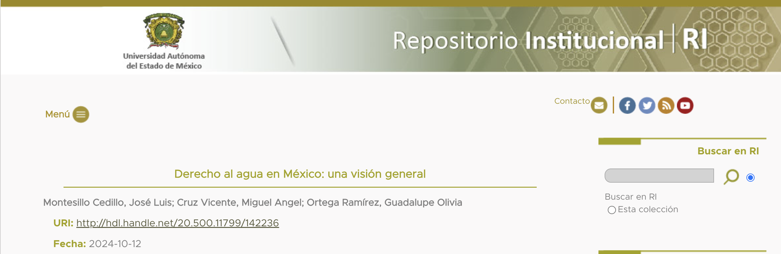Derecho al agua en México: una visión general (RI)