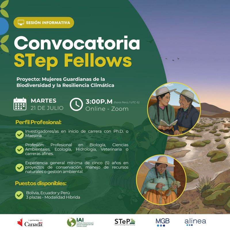 Convocatoria STeP Fellows – Proyecto “Las Mujeres como Guardianas de la Biodiversidad y la Resiliencia Climática” (Inter-American Institute for Global Change Research – IAI)