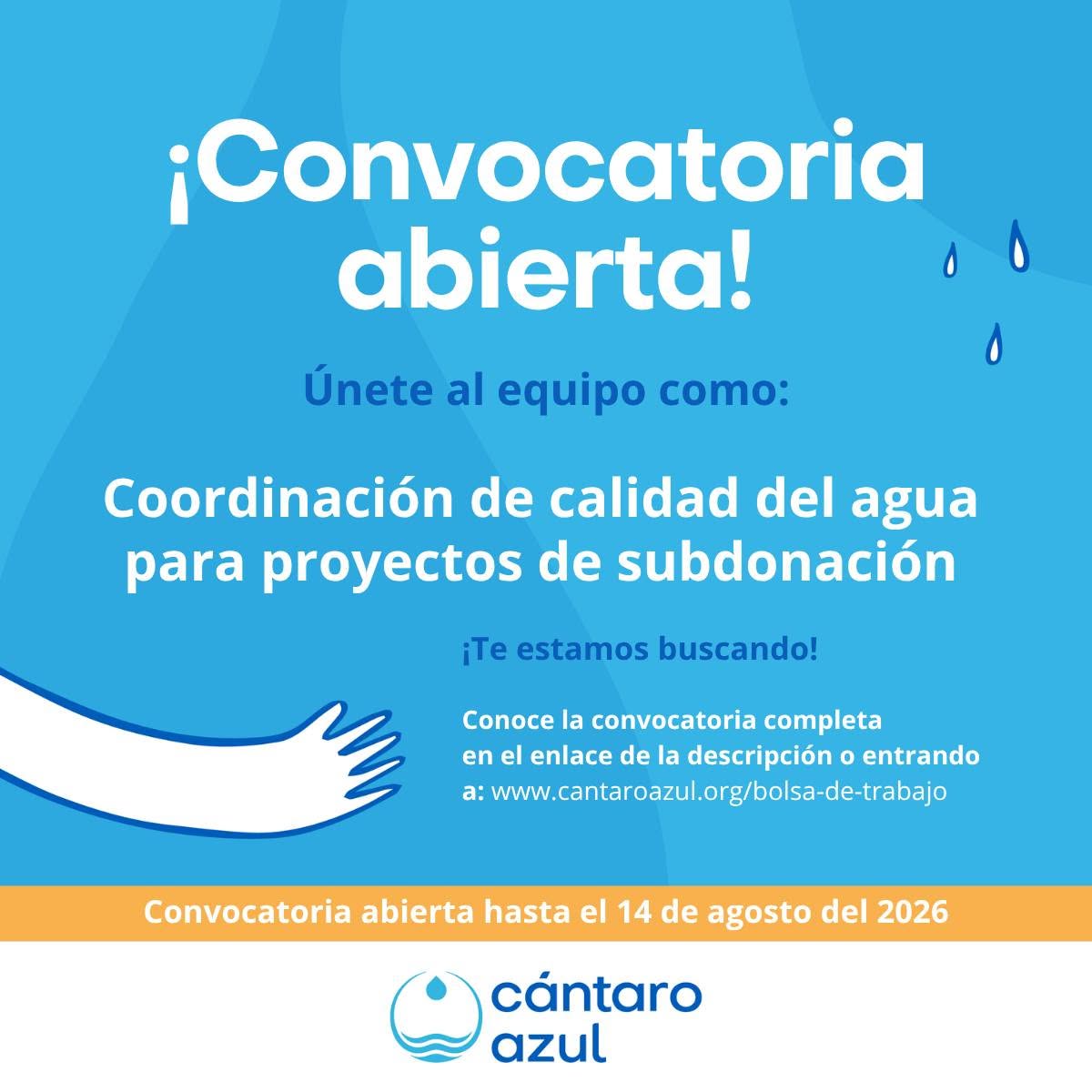 Convocatoria – Coordinación de calidad del agua para proyectos de subdonación (Cántaro Azul)