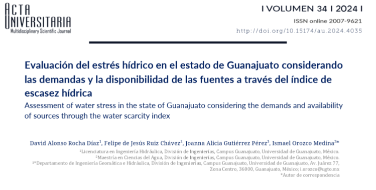 Evaluación del estrés hídrico en el estado de Guanajuato considerando las demandas y la disponibilidad de las fuentes a través del índice de escasez hídrica (Scielo)