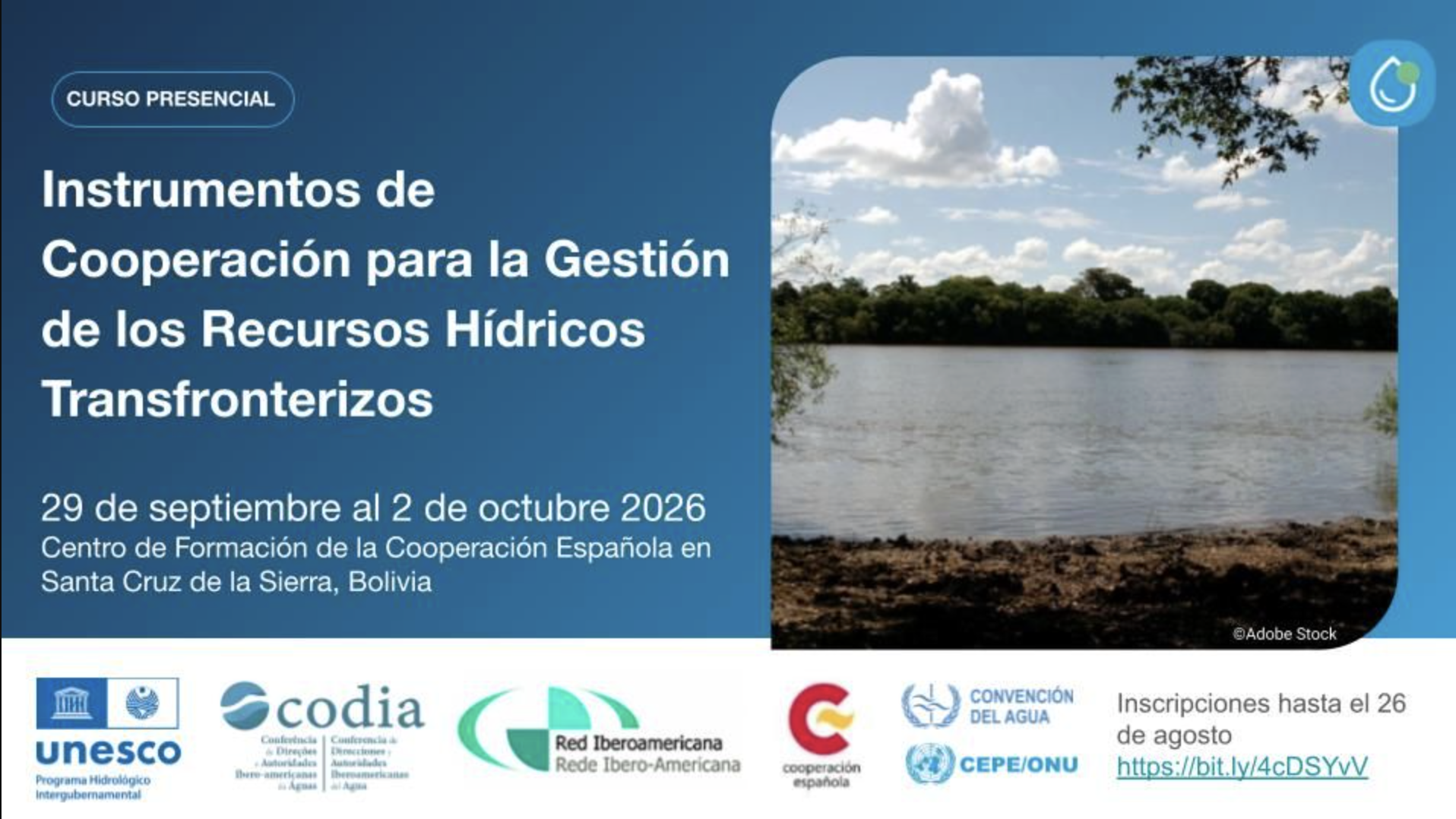 Convocatoria: Curso “Instrumentos de Cooperación para la Gestión de los Recursos Hídricos Transfronterizos” (CeReGAS)