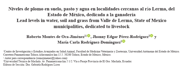 Niveles de plomo en suelo, pasto y agua en localidades cercanas al río Lerma (Terra Latinoamericana)