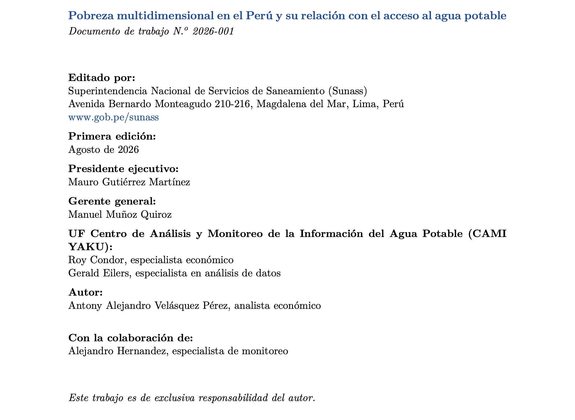 Documento de trabajo – Pobreza multidimensional en el Perú y su relación con el acceso al agua potable 2004-2025 (Sunass)