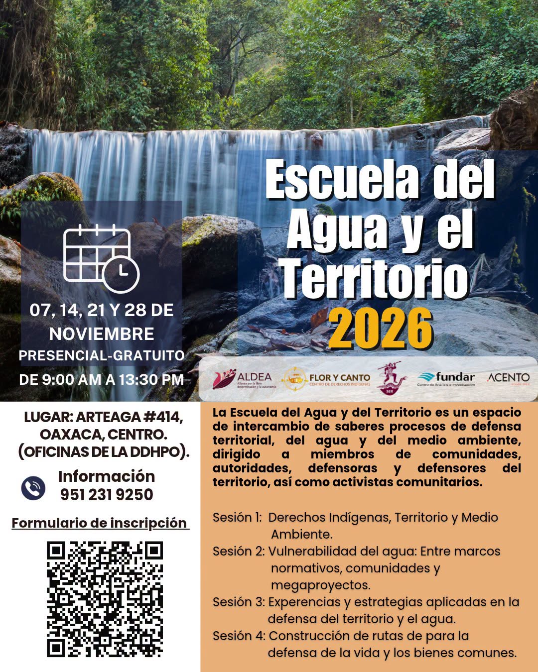 Convocatoria – Escuela del Agua y el Territorio 2026 en Oaxaca (ALDEA / Fundar)
