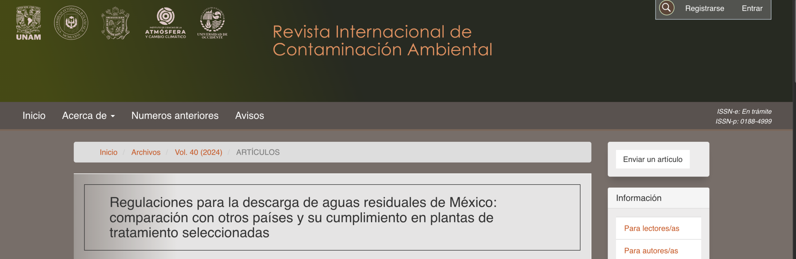 Regulaciones para la descarga de aguas residuales de México: comparación con otros países y su cumplimiento en plantas de tratamiento seleccionadas